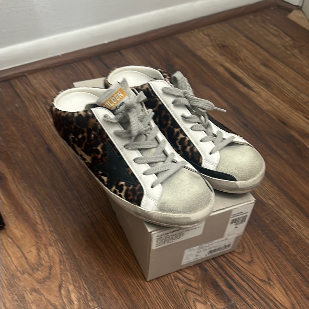 Golden Goose Brown and White Sneakers with Classic Design